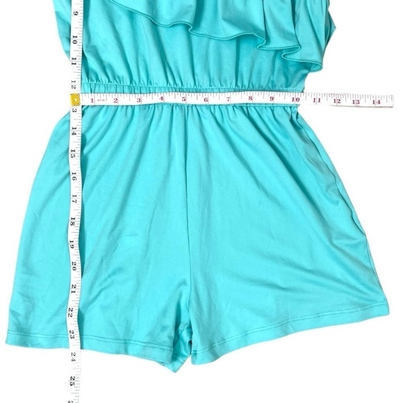 BCBG Girls Teal Ruffle Shoulder Romper - Size 7/8 - Picture 9 of 9